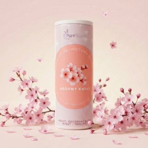 PureScent proszek rozsypany na dywanie - demonstracja użycia